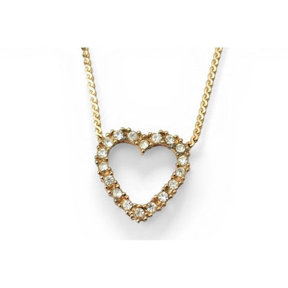 Dior Necklace Pendant Vintage Heart Motif Rhinestone Gold