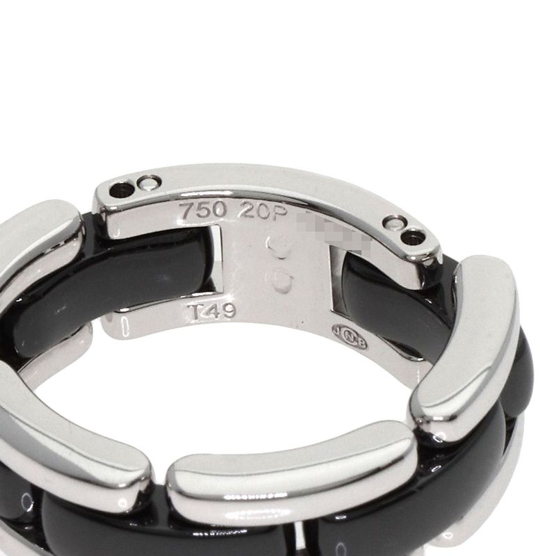 Chanel Ultra Black Ceramic #49 Ring / Ring 18K White Gold Ladies