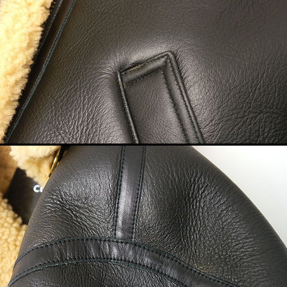 Celine Sheer Ring Mouton Bomber Jacket 48 Black