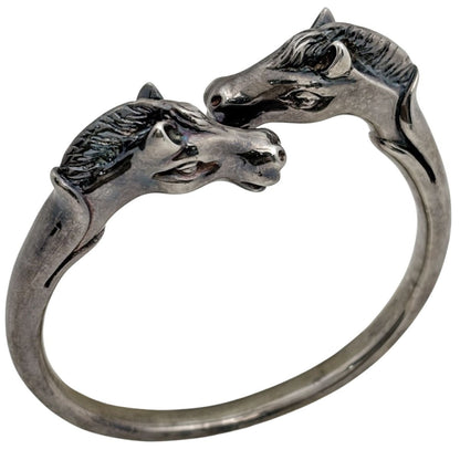 Hermes Chevalhos Bangle Horse Motif Bracelet Metal Silver
