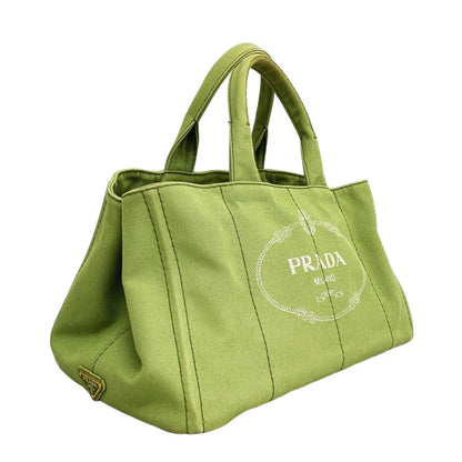 Prada Tote Canapa Canvas Green Gold — view 2