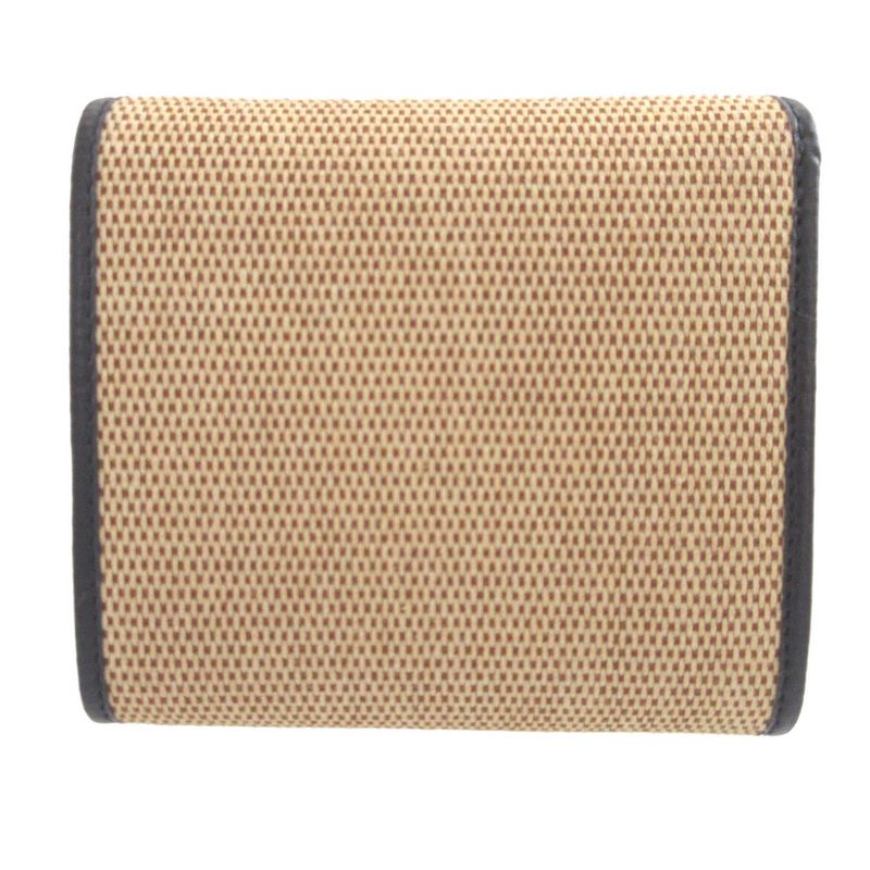 Gucci 621891 Horsebit 1955 Compact Wallet Canvas Leather Beige Navy Blue Bifold