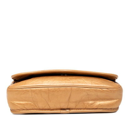 Chanel Matelasse Wild Stitch Vintage Crossbody Shoulder Bag Gold Leather Women