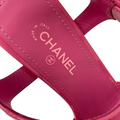 Chanel Sandals Shoes Patent Pink Unused Here Mark Strap