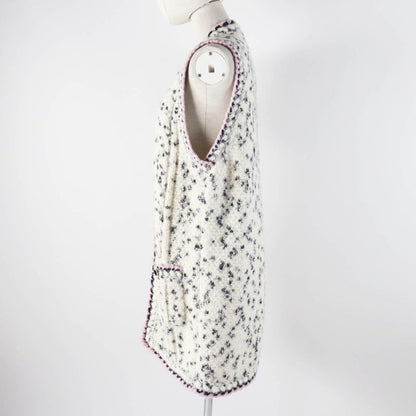 CHANEL 2021 21A P71038 Cashmere Blend Runway Wear Long Length Knit Vest Ecru