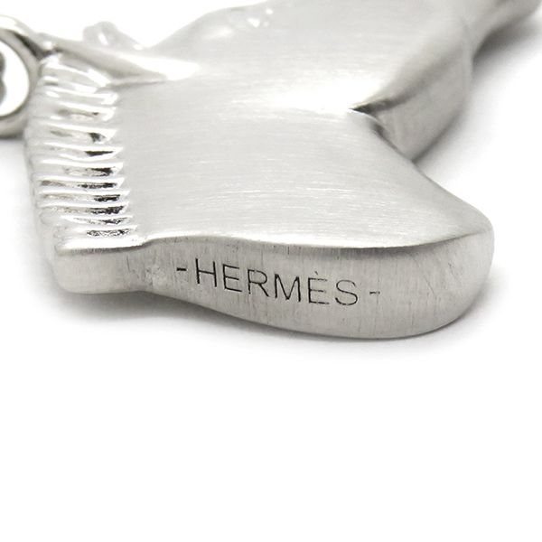 Hermes Necklace Talisman Pegasus Pendant Metal Silver [box