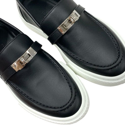 Hermes Game Sneakers Shoes Leather Black Silver Unused Slip-on Kelly Hardware