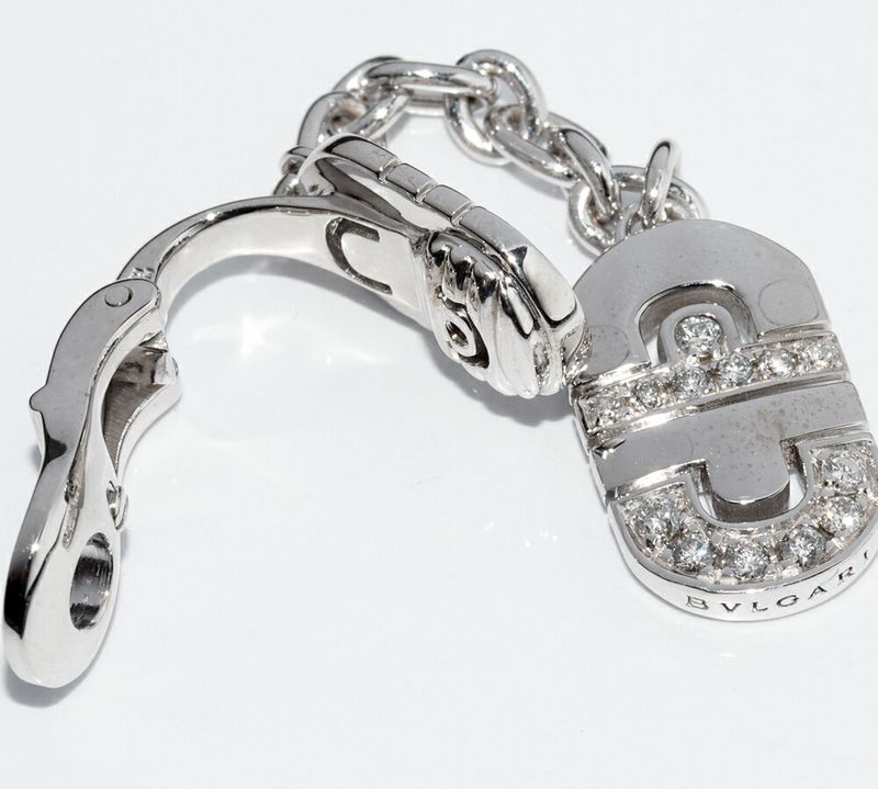 Bulgari Earring 18K White Gold Diamond 24P Parentesi Chain Drop Ear Ring One