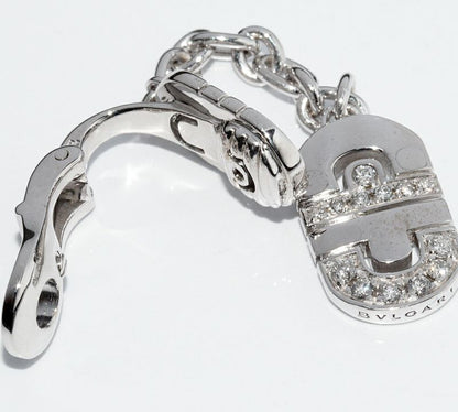 Bulgari Earring 18K White Gold Diamond 24P Parentesi Chain Drop Ear Ring One
