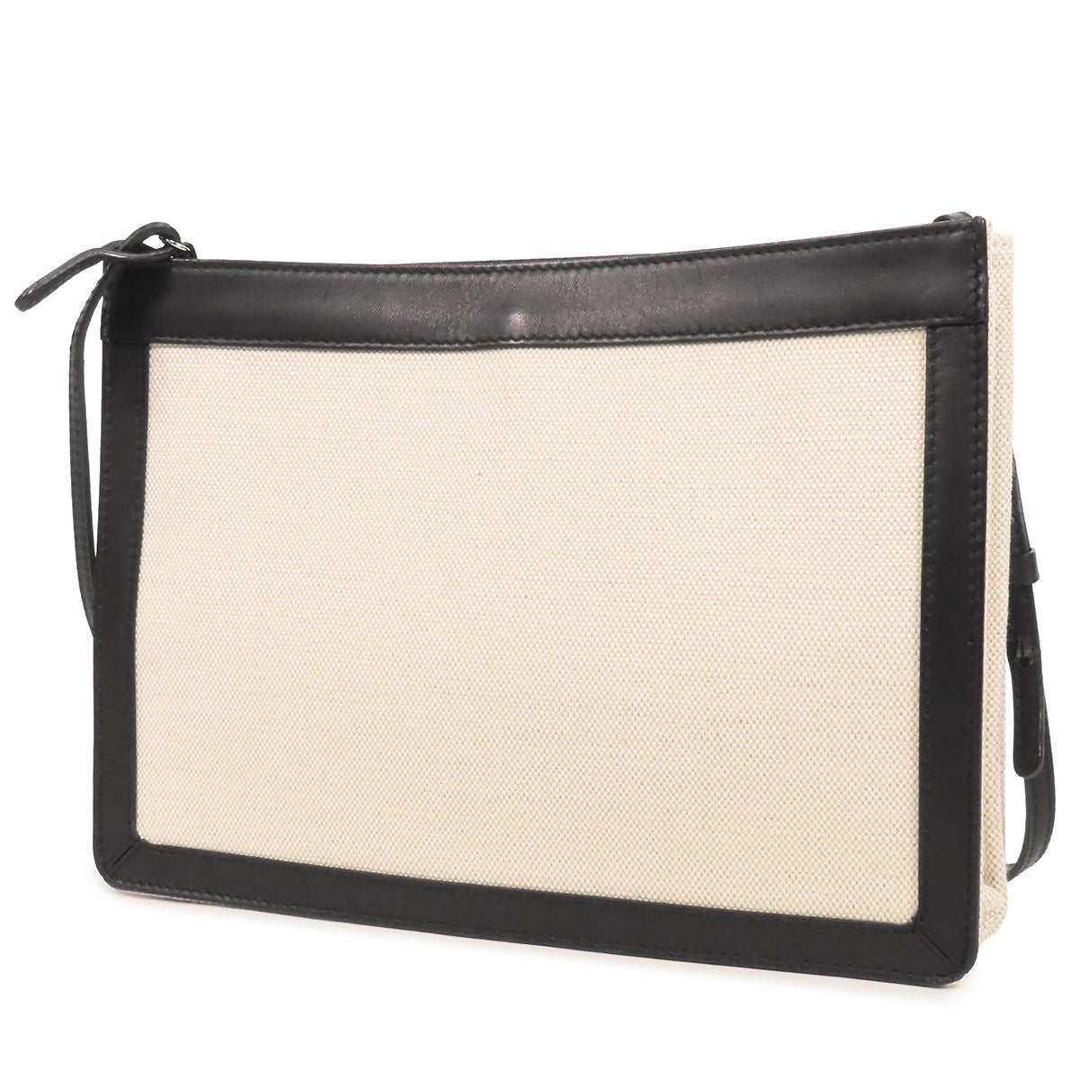 Balenciaga Navy Pochette Ivory Black Canvas Leather 2-Way Clutch — view 2
