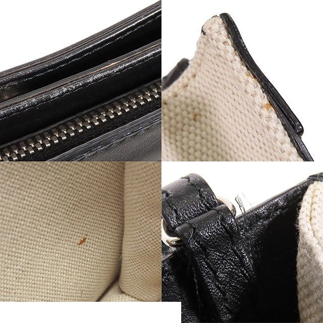 Balenciaga Navy Pochette Ivory Black Canvas Leather 2-Way Clutch — view 5