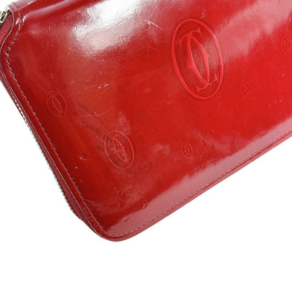 Cartier 2 C Motif Long Wallet Round Zipper Red