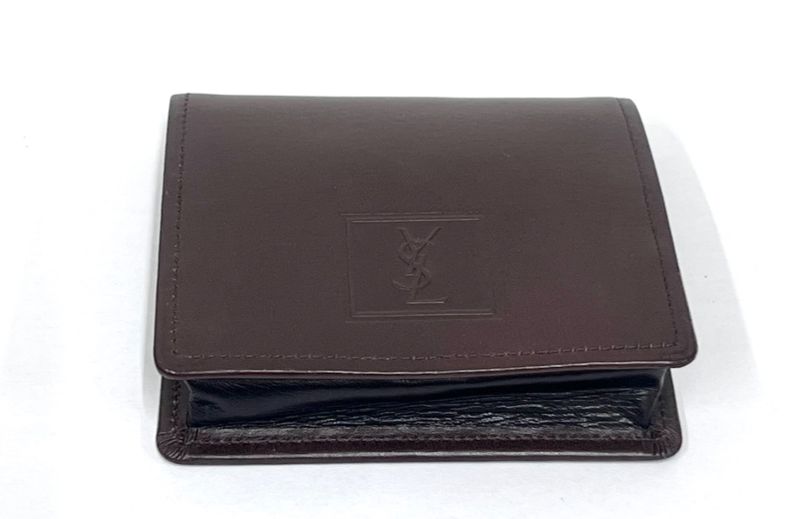 YVES Saint Laurent Coin Case Coin Purse Leather Brown 08bs304