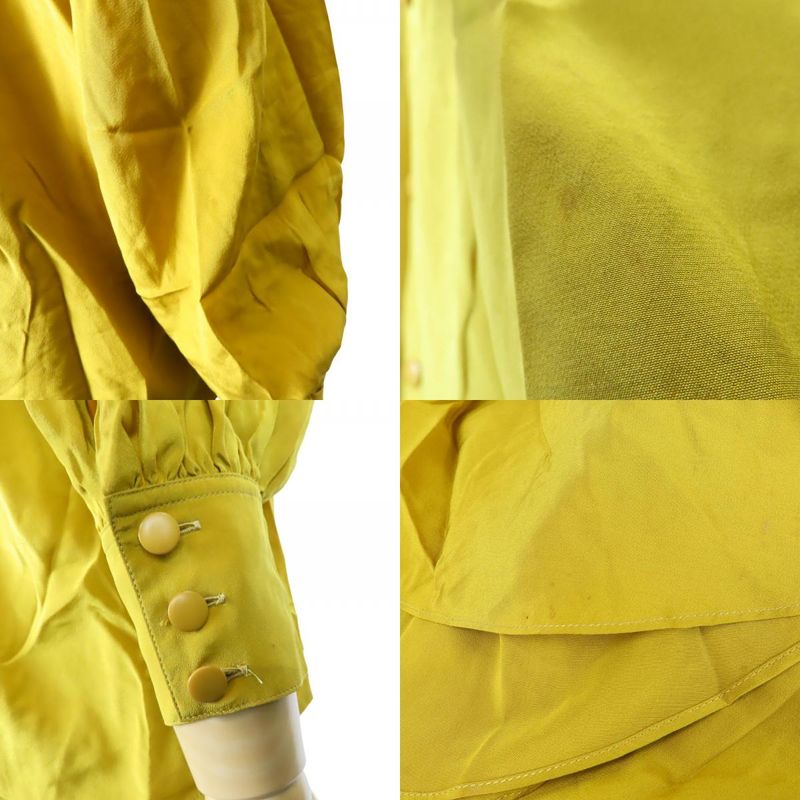 Christian Dior Blouse M Silk Mustard Bow Tie Blouse Top Apparel Women Ladies