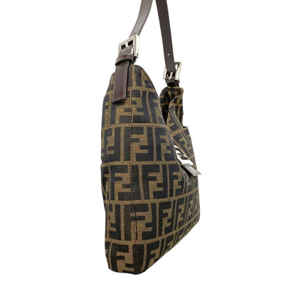 Fendi Handbag Zucca Nylon Canvas Brown Silver — view 2