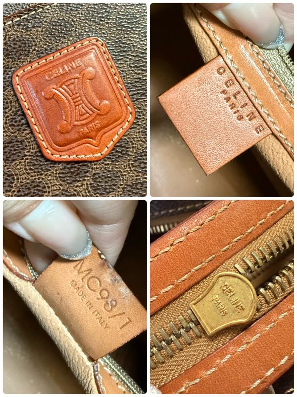 Celine Macadam Pattern Vintage Handbag Triomphe Business Calf Leather Brown