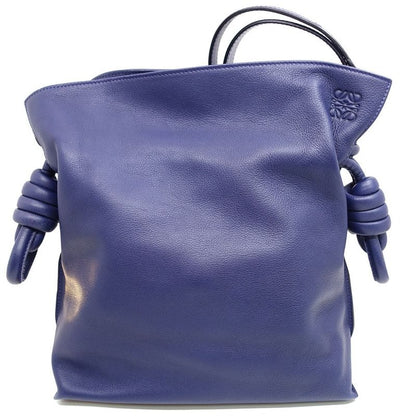 Loewe Flamenco Knot Anagram Shoulder Bag Leather Purple Silver Hardware