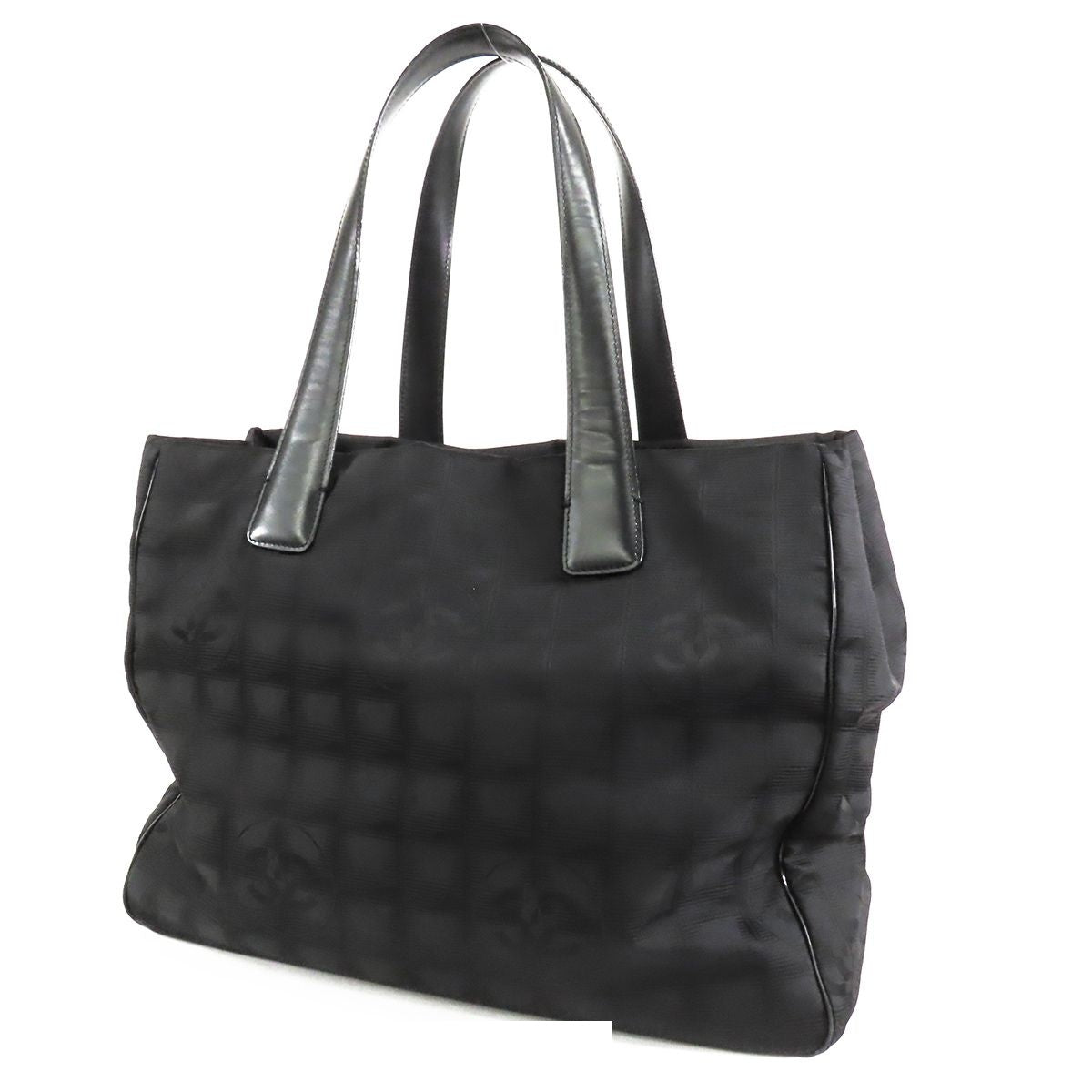 Chanel New Travel Line Tote Bag MM Black Gold Nylon Leather — view 2