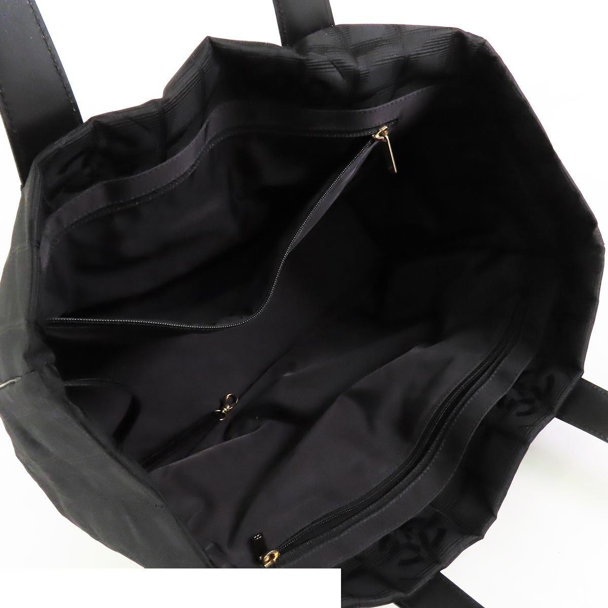 Chanel New Travel Line Tote Bag MM Black Gold Nylon Leather — view 5