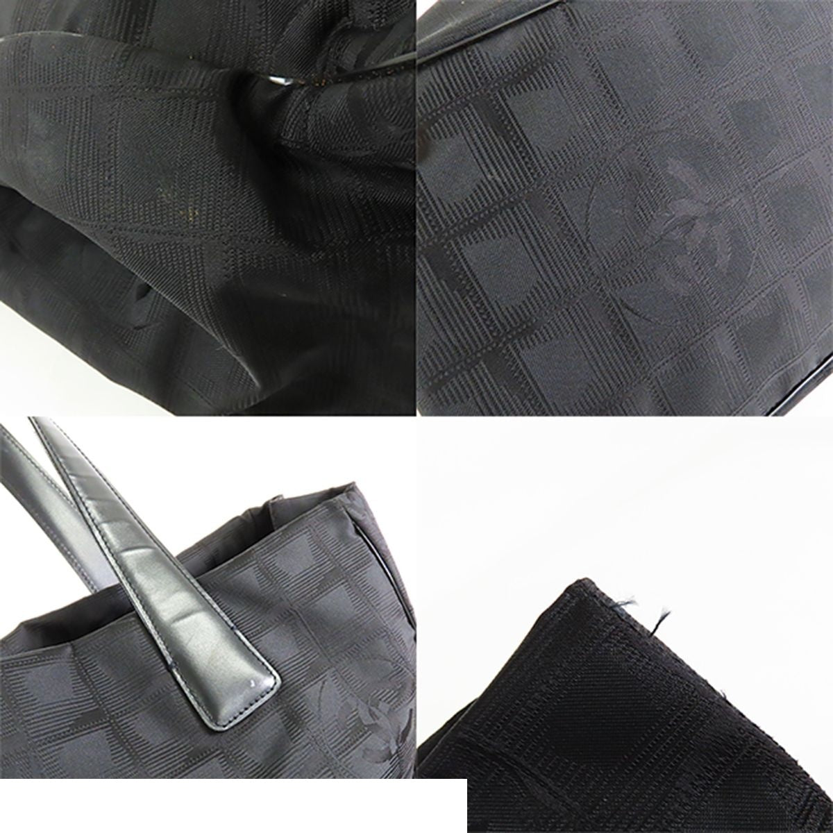 Chanel New Travel Line Tote Bag MM Black Gold Nylon Leather — view 7