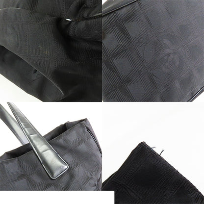 Chanel New Travel Line Tote Bag MM Black Gold Nylon Leather — view 7