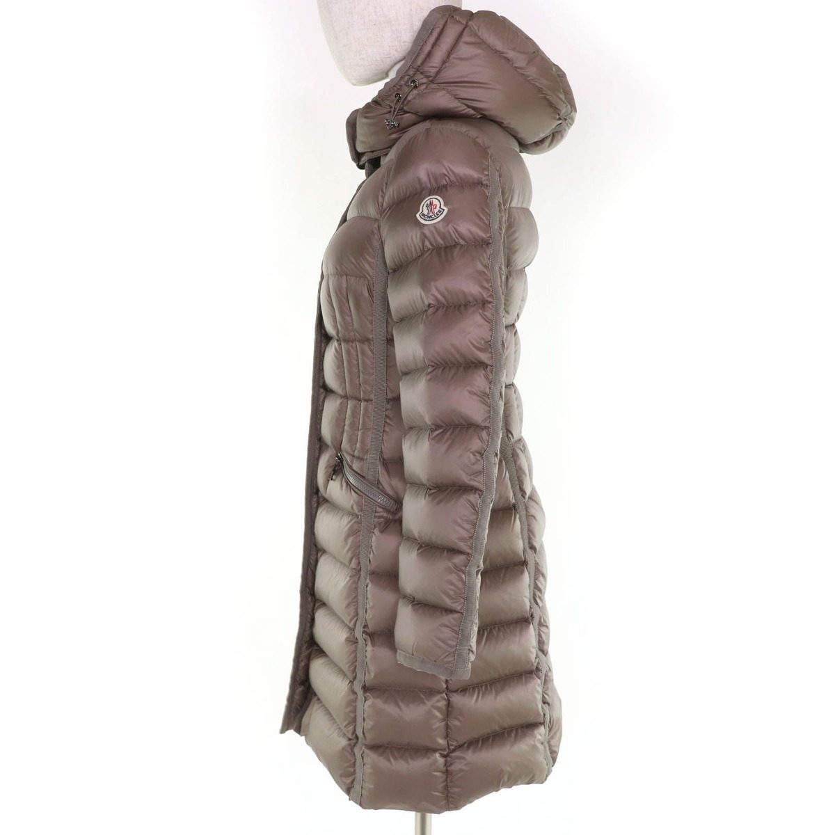 Moncler Hermine Logo Patch with Hood Down Coat Light Brown 0 — view 2