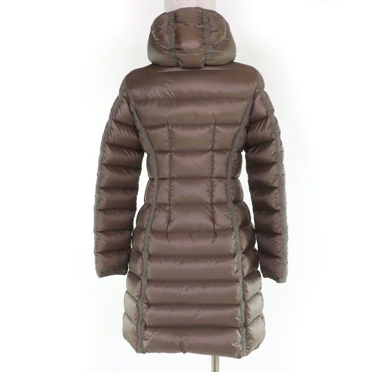 Moncler Hermine Logo Patch with Hood Down Coat Light Brown 0 — view 3