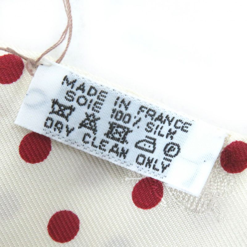 Hermes 099882s Maxi Twilly 100% Silk Ivoire/rouge Bee Insect Dotted Calais