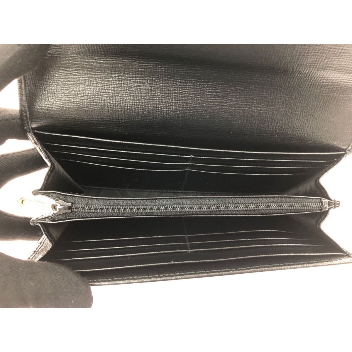 Gucci Women's Long Wallet Interlocking G Marina Leather 598531 Black