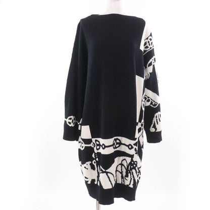 Hermes 2022 2e2506d2 Cliquetis 100% Cashmere Long Sleeve Knit Dress Black 40
