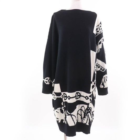 Hermes 2022 2e2506d2 Cliquetis 100% Cashmere Long Sleeve Knit Dress Black 40