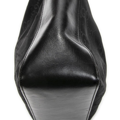 Gucci Zip Shoulder Hobo Black GG Nylon Canvas AB — view 8