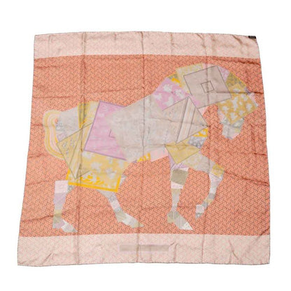 Hermes Carre 90 Scarf Cheval Sur Mon Carre 100% Silk Pink Accessory