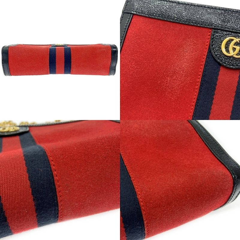 Gucci 503877 and 520981 Sherry Line Leather Suede Ophidia Shoulder Bag Red