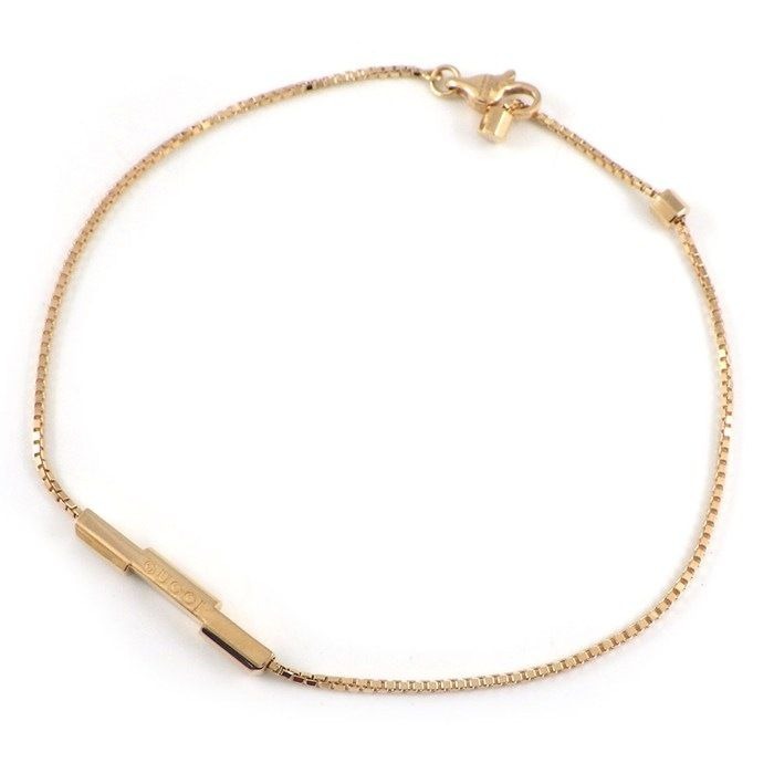 Gucci Bracelet Link To Love Logo Bar Venetian Chain 18K Pink Gold 16