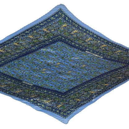 Hermes Scarf Pleated Silk Carre 90 Chasse en Inde Indian Hunting Blue — view 3