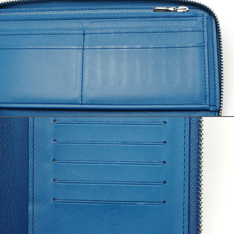 Louis Vuitton LV Zippy Wallet Vertical M58411 Taurillon Leather Blue Round Zip