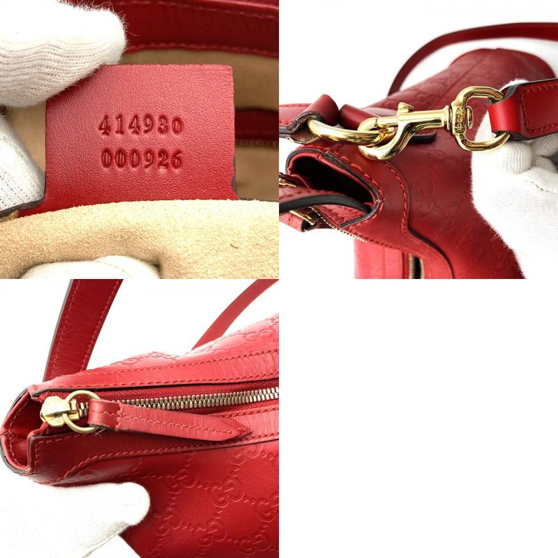 Gucci 414930 Shoulder Bag Handbag 2way Hobo Guccissima Leather Red Women