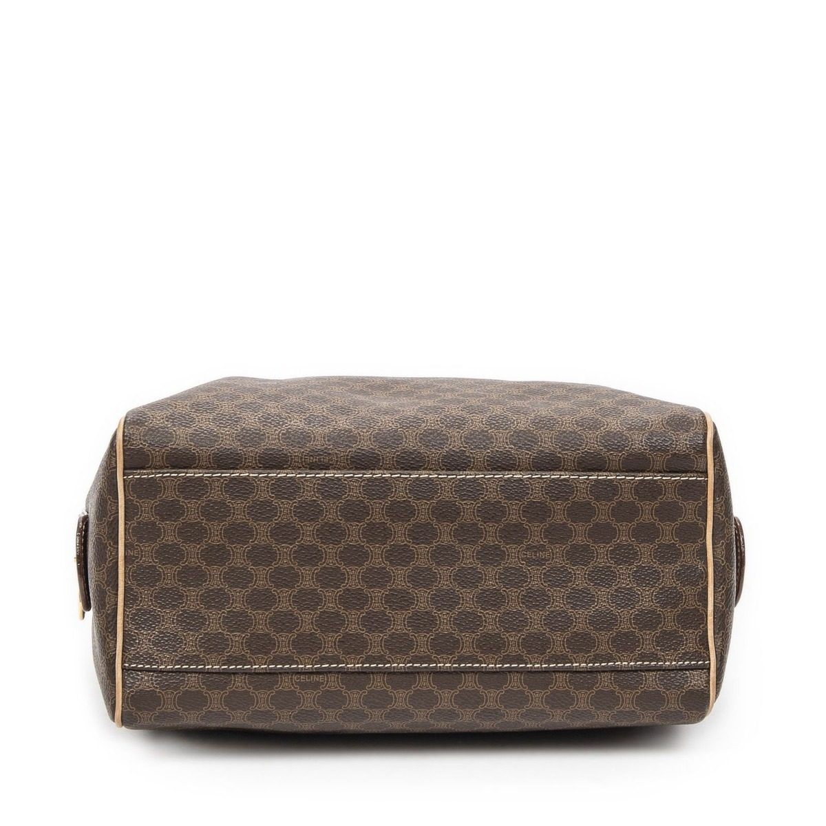 Celine Small Boston Beige Brown Macadam Canvas Shoulder Bag — view 6