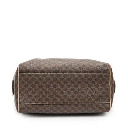 Celine Small Boston Beige Brown Macadam Canvas Shoulder Bag — view 6