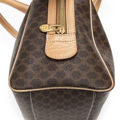 Celine Small Boston Beige Brown Macadam Canvas Shoulder Bag — view 7
