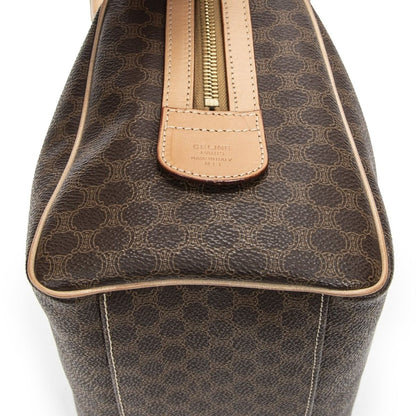 Celine Small Boston Beige Brown Macadam Canvas Shoulder Bag — view 8