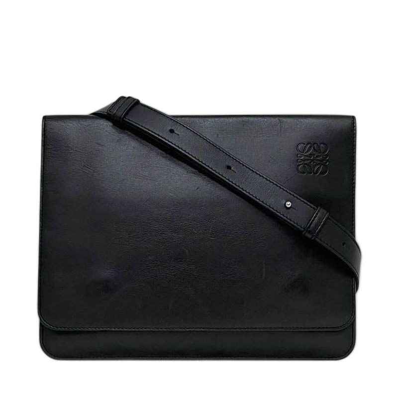 Loewe Shoulder Bag Gusset Flat Messenger Black
