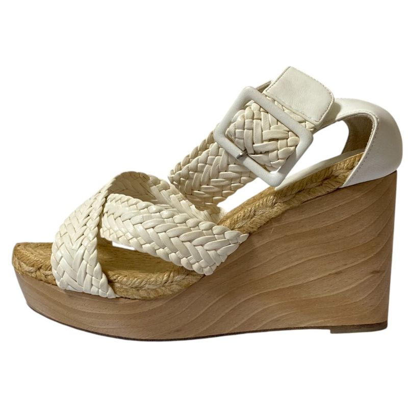 Good Hermes Wedge Sole Mesh Leather Wood Sandals Equivalent to 23.5cm (9.25in)