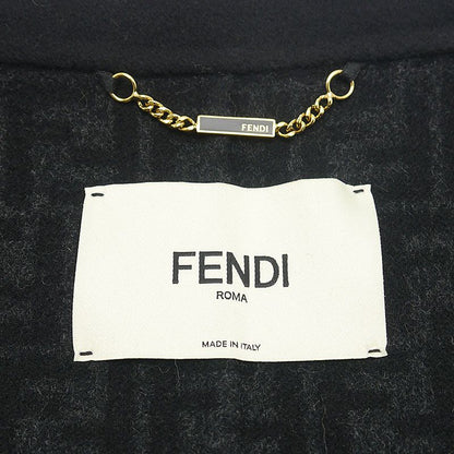 Fendi Long Coat Ff8835 A5HD Wool Black Size 36