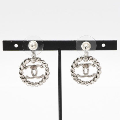 Chanel Earrings Earring Silver Coco Mark Circle