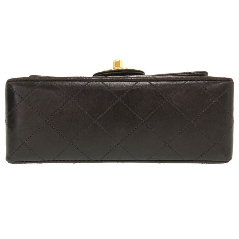 Chanel Mini Matelasse Lambskin Leather Black #4 Gold Chain Shoulder Bag Black