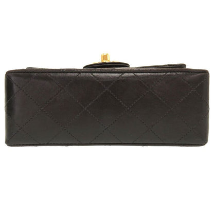 Chanel Mini Matelasse Lambskin Leather Black #4 Gold Chain Shoulder Bag Black