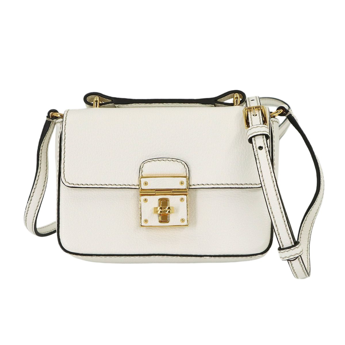 Dolce & Gabbana Rosalia Mini Top Handle 2-Way Bag Leather White