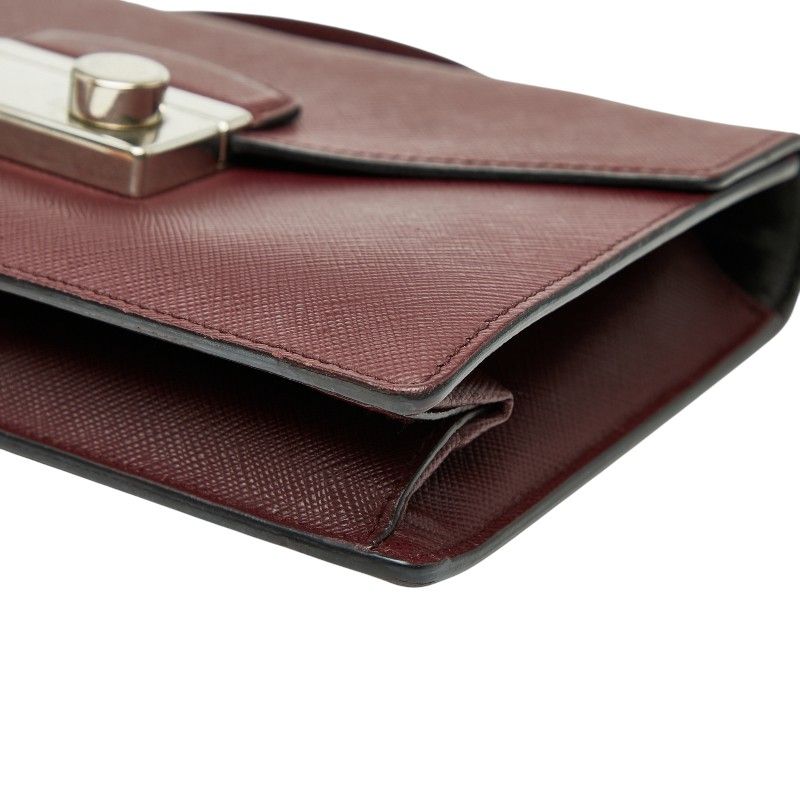 Prada Handbag Shoulder Bag 2WAY Bordeaux Wine Red Saffiano Leather Women Prada